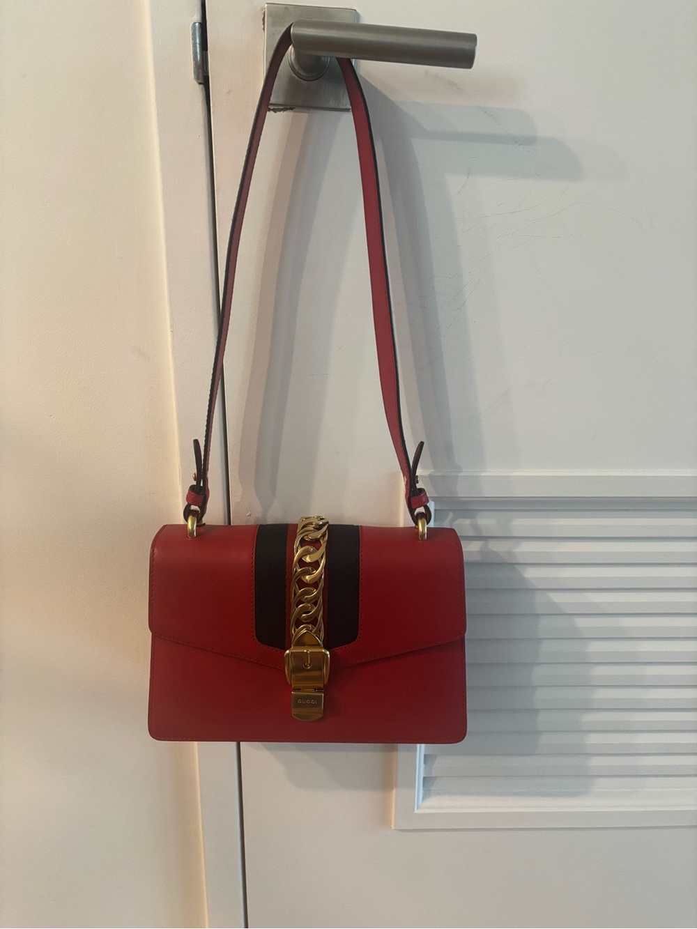 Gucci Red Sylvie Leather Small Shoulder Bag - Authentic